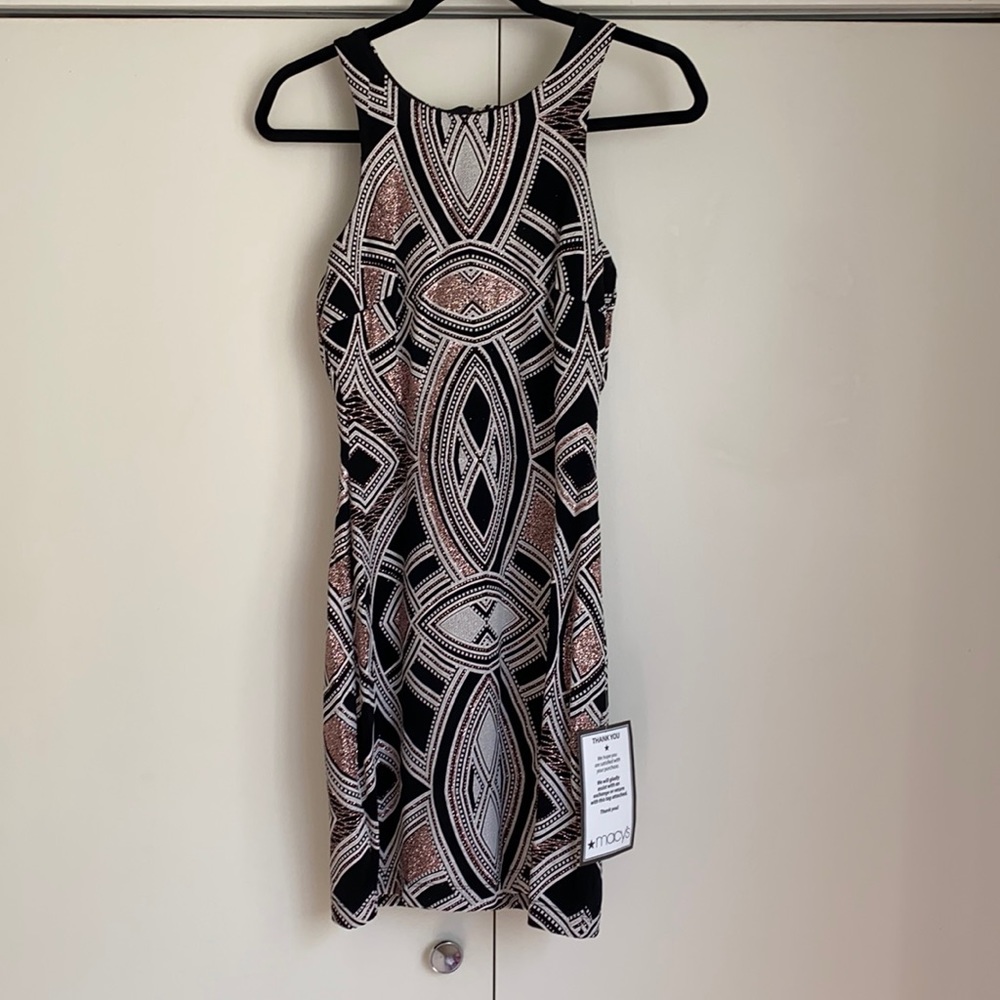 Speechless Dress w/Rose Gold Glitter & geo design